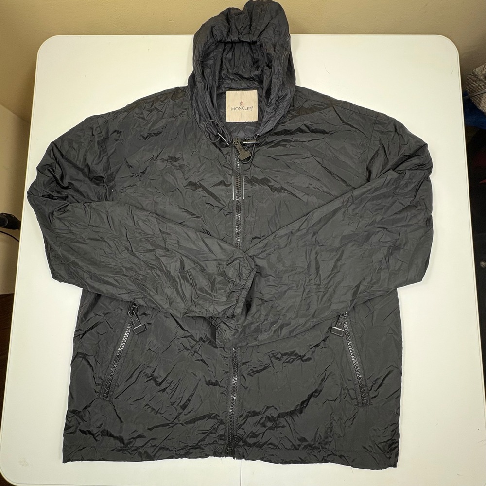 Moncler Black‎ Lightweight Hooded Zip Jacket Men's Large Down Filled Vintage